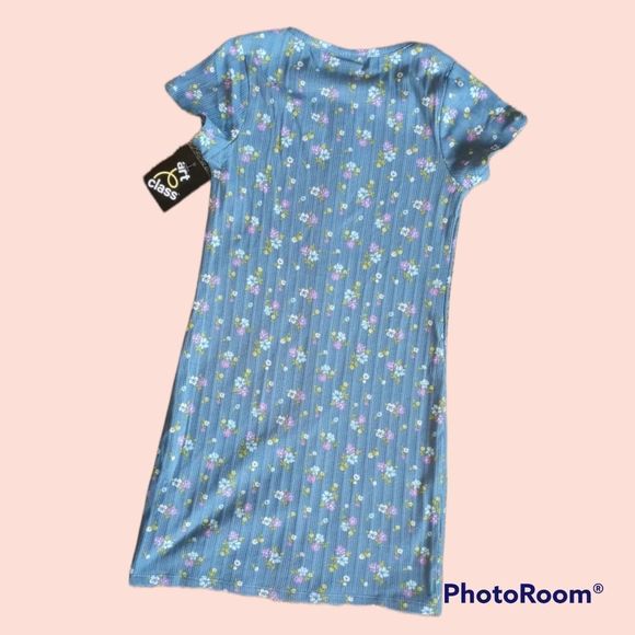 Art Class Blue Floral Pullover Knit Kids Dress - Picture 2 of 4